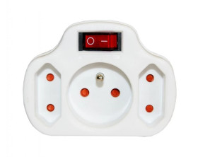 Rozgałęźnik 2-gniazdowy - 2P+Z + 2xEuro, podświetlanie, z wyłącznikiem, uziemienie, biały / 12087