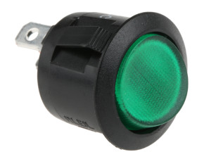 Przełącznik kołyskowy Wł.-wył. podświetlany 10 A SPST Zielony RS PRO
