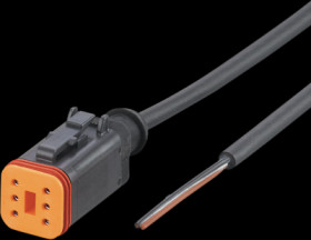 Sensor actuator cable, DEUTSCH cable socket, straight to open end, 6 pole, 2 m, PUR, black, 4 A, E12550