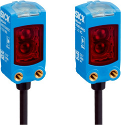 Czujniki fotoelektryczne Przez wiązkę Wersja miniaturowa SICK PNP/NPN zakres 10 m Precyzyjne światło LED