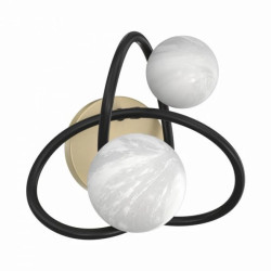 Kinkiet ścienny NISYRO czarno-złoty z kulistymi szklanymi kloszami, 2*G9 - MB4922-2-EBGN Zuma Line