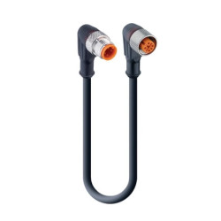 Kabel konfekcjonowany obustronnie złącza M12 4-pinowe męskie żeńskie kątowe PUR czarny RSWT 4-RKWT 4-225/10 M