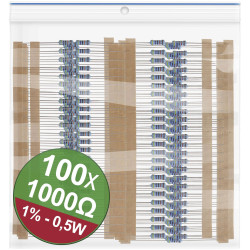 Quadrios 22P092 Metal film resistor set 1 kΩ Axial lead 0.5 W 1