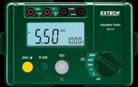 Insulation tester, measurement of the polarization index, CAT III 600 V, Extech MG310