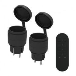 Zestaw bezprzewodowych gniazd MINI, sterowanych pilotem 2+1, 2300W, IP44,RS-7