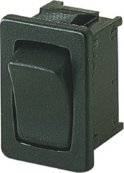 Rocker switch, black, 1 pole, On-On, changeover switch, 10 (4) A/250 VAC, 6 (4) A/250 VAC, IP40, unlit, unprinted, 1803.6121