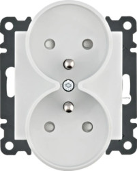 Lumina Gniazdo zasilające z uziemieniem podwójne z przesłoną styków 16A/250VAC biały WL1340