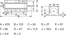 Wirewound resistor, 2.7 Ω, 150 W, ±5 %, RB150 5% 2R7