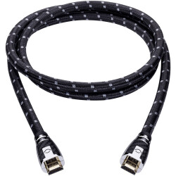 Oehlbach 11429 HDMI Cable 15m 4K UHD Gold-Plated Fabric Sleeve ARC Black/Grey