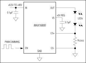 High-Voltage, 350mA, Adjustable Linear High-Brightness LED (HB LED) Driver