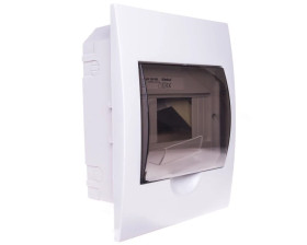 Rozdzielnica modułowa tworzywo 1x6 podtynkowa IP40 IK06 N+PE II klasa drzwi transparentne szare DB106F 1X6P/FMD biały 3841