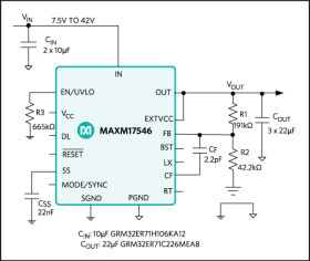 4.5V to 42V, 5A High-Efficiency, DC-DC Step-Down Power Module with Integrated Inductor