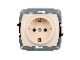 TREND Gniazdo pojedyncze z uziemieniem schuko (przesłony torów prądowych) beżowy 1GP-1sp KARLIK