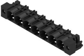 Pin header, 7 pole, pitch 7.62 mm, angled, black, 1472420000