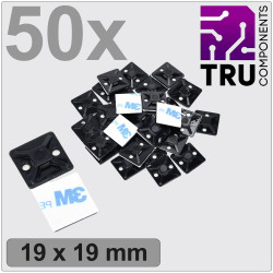 TruComponents 41222 Cable mount Adhesive/Scr fixing 4x thread Blk 50pcs