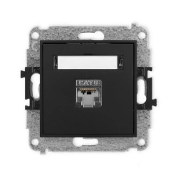 ICON Mechanizm gniazda komputerowego pojedynczego 1xRJ45, kat. 5e, ekranowane, 8-stykowy czarny mat 12IGK-1e