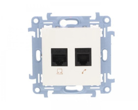 Simon 10 Gniazdo teleinformatyczne RJ45+RJ12 kat.5e białe C5T.01/11