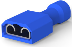 Insulated flat plug sleeve, 6.35 x 0.81 mm, 1.31 to 2.08 mm², AWG 16 to 14, brass, tin-plated, blue, 3-520408-2