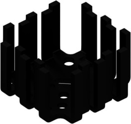 Finger shaped heatsink, (L x W x H) 45 x 45 x 25.4 mm, 6 K/W, black anodized, 10034939