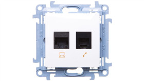 Simon 10 Gniazdo Rj45 Kat 6 + Gniazdo Telefoniczne Rj12 Białe C6t.01/11