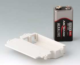 Battery compartment, 1 x 9 V, ABS, white, for 9 V block, A9174003