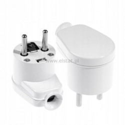 Wtyczka kątowa + uziem. WT16, WT20 biała