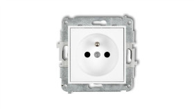 Mini Gniazdo Pojedyncze Z/U Z Przesłonami Białe Mgp-1Zp