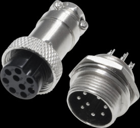 Jack/panel socket, 9 pole, solder connection, straight, GX1609PP