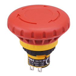 XA1E-BV4U02R Unibody 16mm Emergency Stop Switch 40mm Mushroom 2NC IP65 IDEC