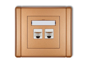 FLEXI Gniazdo komputerowe podwójne 2xRJ45 kat.5e 8-stykowe złoty metalik 8FGK-2 KARLIK