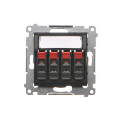 Simon 54 Gniazdo głośnikowe 4-kr. z polem opisowym (moduł) przekrój przewodów dla wejścia i wyjścia 25mm2 czarny mat DGL34.01/49