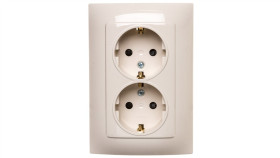 Simon 10 Gniazdo Podwójne Schuko Z Przesłonami Kremowe 16A 250V Ip20 Cgsz2z/41