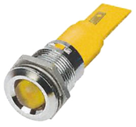 Lampka kontrolna do montażu panelowego 24V ac/dc, Żółta 22mm LED Chrom Końcówka lutownicza RS PRO