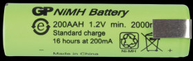 200AAM1A1P NiMH industrial cell from GP, solder tail, 2000mAh