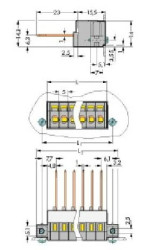 Listwa zaciskowa przepustowa 11-biegunowa szara raster 5mm 731-141/048-000 /10szt./