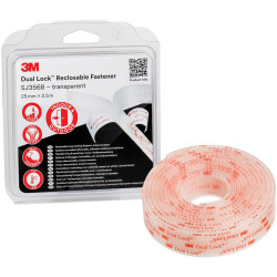 3M SJ3560/IPS Dual Lock Hook &amp; Loop Tape Stick-On 2.5 m x 25 mm Transparent 1 pc