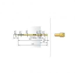 Igła testowa 3023/2GS-D1-2.0N-AU-0.64, raster 2,54 (100 mil)