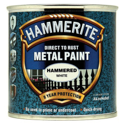 Hammerite 5084836 Direct to Rust Hammered Finish Metal Paint White 250ml