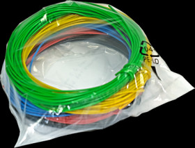 PVC-stranded wires kit, 5 colors á 5 meter, LiYv, 0.25 mm², 14 x 0.15 mm, black/red/blue/green/yellow, outer Ø 1.3 mm, BYB-5-92F