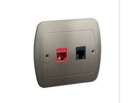 AKORD Gniazdo komputerowo/telefoniczne satyna metalik RJ45 kat.5e + RJ11 AF5T/29 KONTAKT SIMON