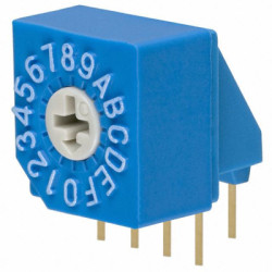 Encoding rotary switch, 16 pole, hexadecimal, angled, 100 mA/5 VDC, S-1031A (P)