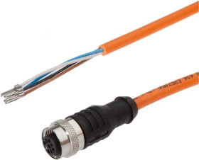 VK20R325, Kabel połączeniowy, 2m, M12 Żeński 4pin Prosty, Końcówka wolna, 4x0,34mm², PUR, Ø5,2mm, 250V, -40-90C, IP67, TPU