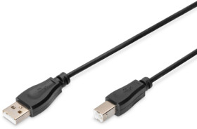 USB 2.0 adapter cable, USB plug type A to USB plug type B, 3 m, black, AK-300102-030-S