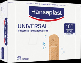 UNIVERSAL 1,9X7,2CM Hansaplast Universal, strips, 1.9 x 7.2 cm, 100 pieces