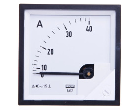 Amperomierz analogowy prądu przemiennegoo tablicowy EA17 72x72 40A do pomiaru bezporedniego