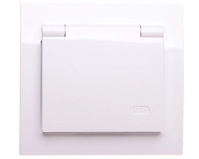 KIER Gniazdo bryzgoszczelne z/u IP44 klapka przezroczysta białe GPH-1WZ/00/w