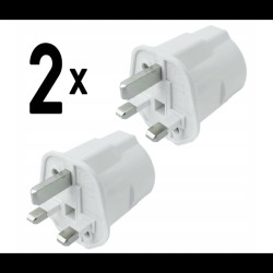 2x Adapter gniazdka przejściówka EU-UK Polska Anglia Dubaj z bezpiecznikiem
