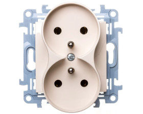 Simon 10 Gniazdo podwójne z/u kremowe 16A 250V IP20 CGZ2M.01/41