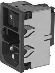 Combination element plug C14, 3 pole, snap-in, plug-in connection, black, KM01.1105.11