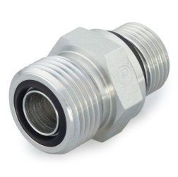 Hydrauliczny adapter gwintowany prosty, Złacze A: 1-1/4 cala męskie, Złacze B: Złącze BSPP 1/4-19 męskie